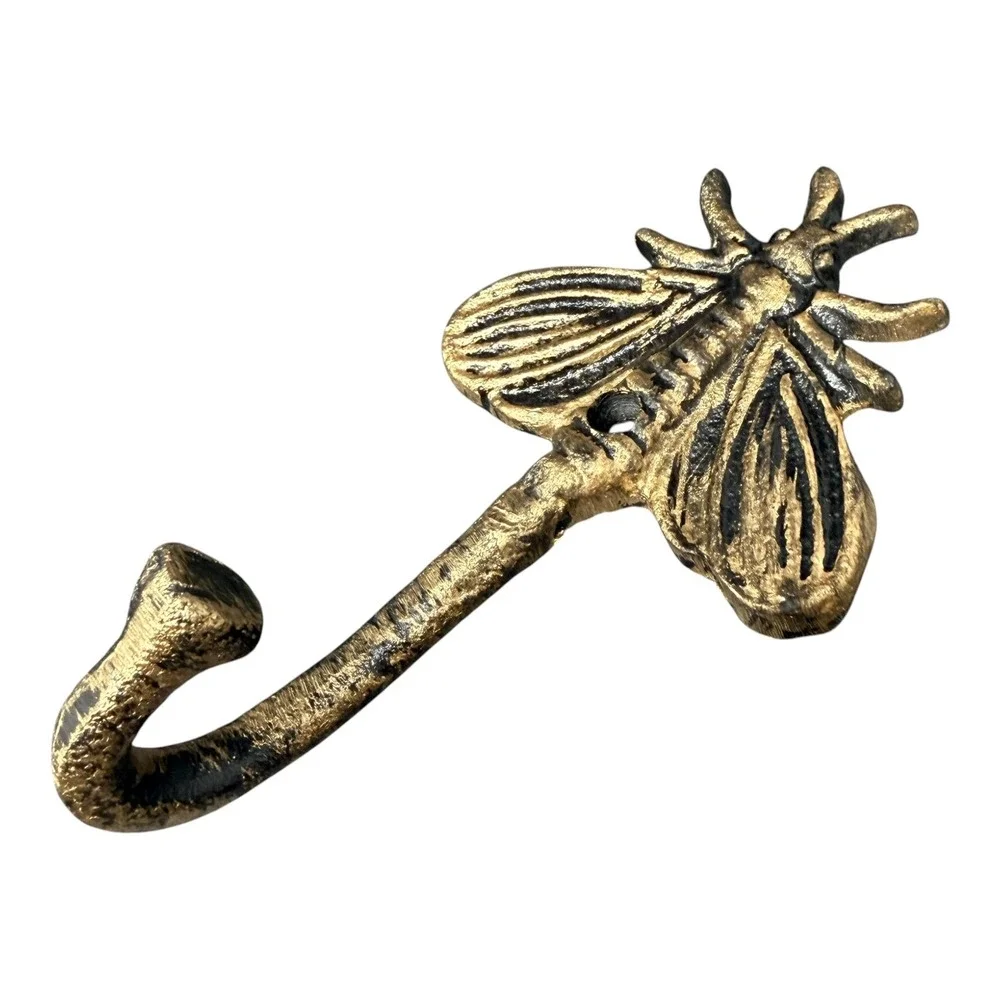 Moth Wall Hook Gold Black Distressed Metal Cottage Gothic Dark Academia Decor